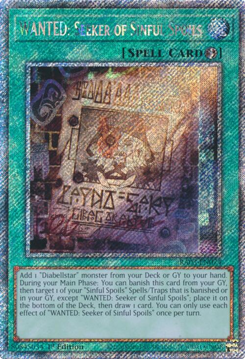 WANTED: Seeker of Sinful Spoils (Platinum Secret Rare) [RA03-EN074] Platinum Secret Rare | Exor Games Dartmouth