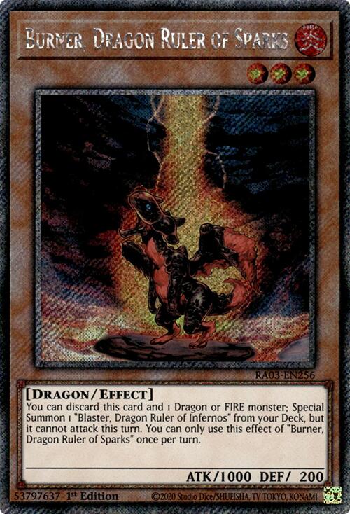 Burner, Dragon Ruler of Sparks (Platinum Secret Rare) [RA03-EN256] Platinum Secret Rare | Exor Games Dartmouth