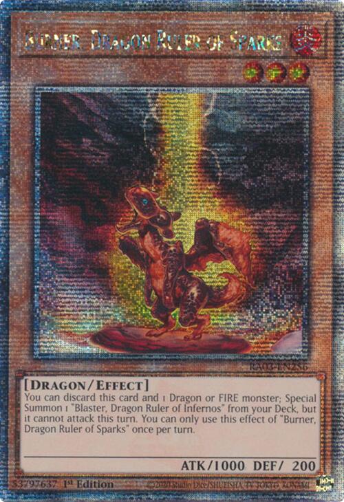 Burner, Dragon Ruler of Sparks (Quarter Century Secret Rare) [RA03-EN256] Quarter Century Secret Rare | Exor Games Dartmouth