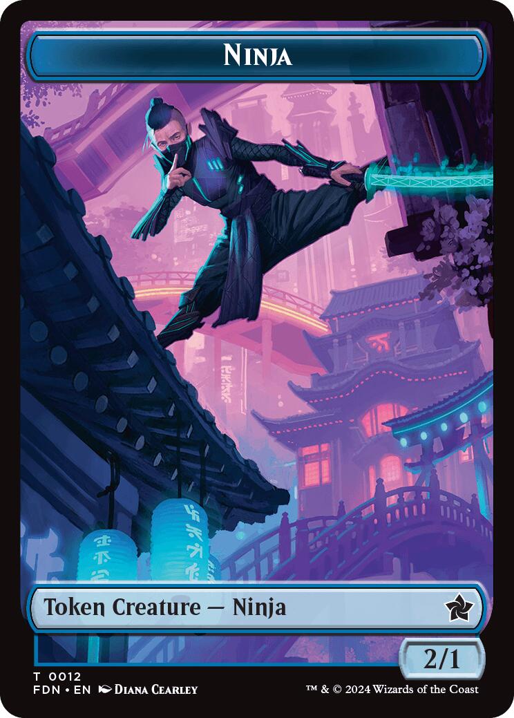 Emblem - Kaito, Cunning Infiltrator // Ninja Doubled-Sided Token [Foundations Tokens] | Exor Games Dartmouth