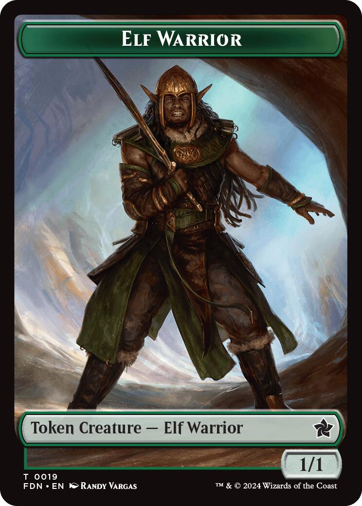 Elf Warrior // Raccoon Doubled-Sided Token [Foundations Tokens] | Exor Games Dartmouth