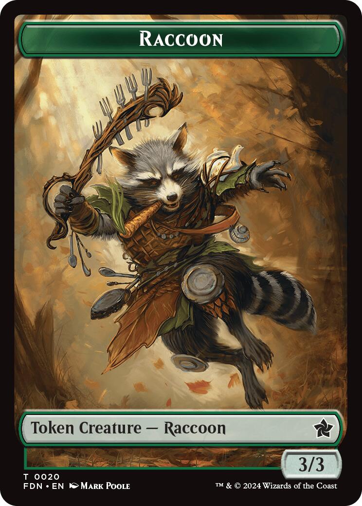 Elf Warrior // Raccoon Doubled-Sided Token [Foundations Tokens] | Exor Games Dartmouth