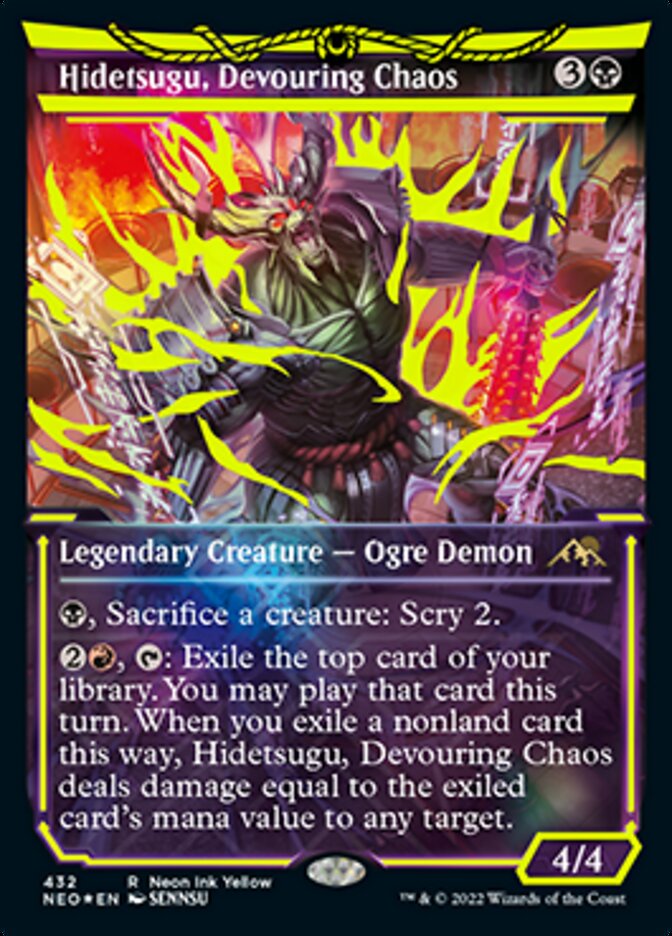 Hidetsugu, Devouring Chaos (Neon Ink Yellow) [Kamigawa: Neon Dynasty] | Exor Games Dartmouth