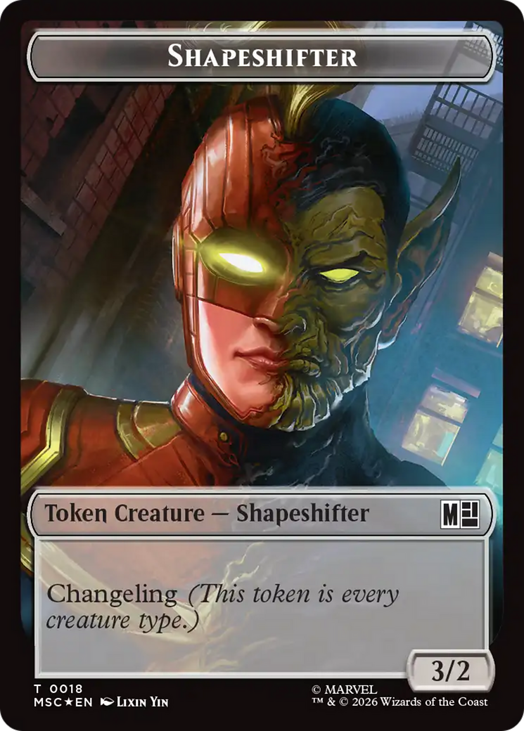 Shapeshifter (018) // Villain (025) Double-Sided Token (Surge Foil) [Marvel Super Heroes Commander Tokens] | Exor Games Dartmouth