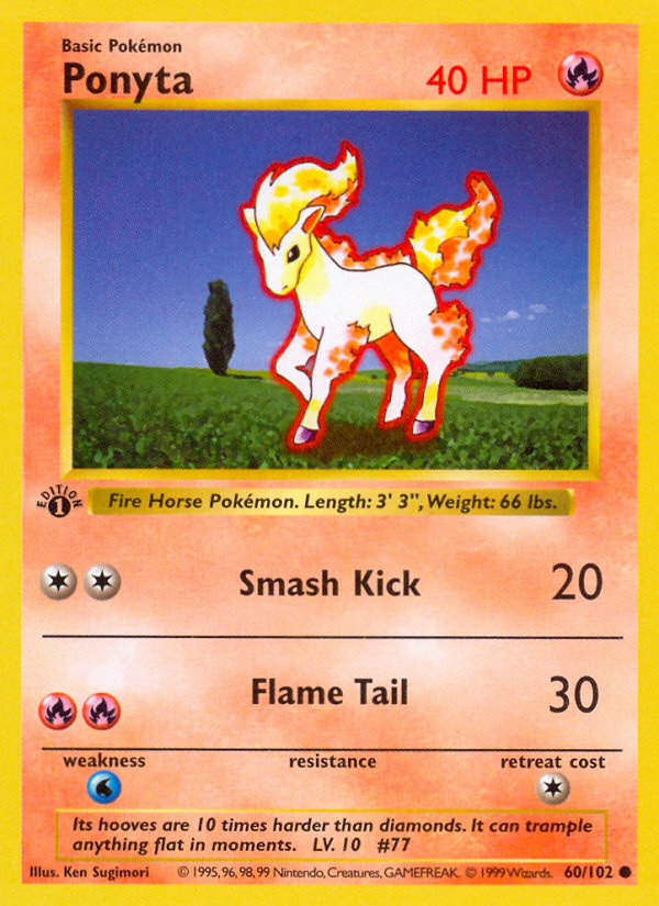 Ponyta (60/102) (Shadowless) [Base Set 1st Edition] | Exor Games Dartmouth