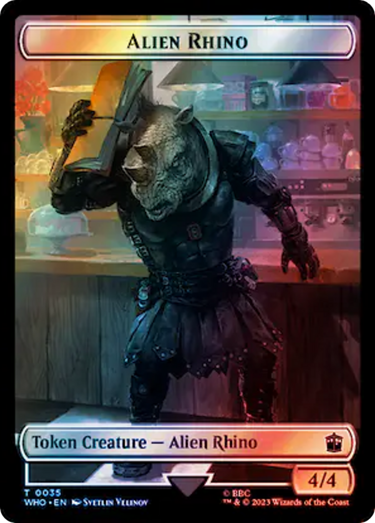 Alien Rhino // Treasure (0061) Double-Sided Token (Surge Foil) [Doctor Who Tokens] | Exor Games Dartmouth