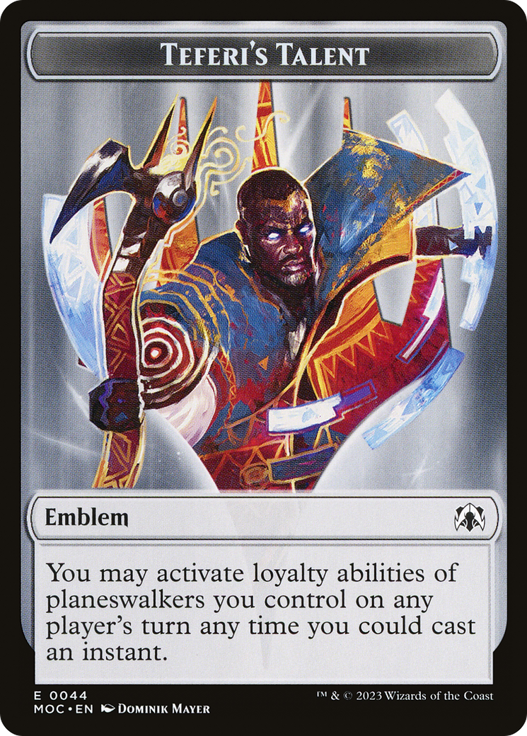First Mate Ragavan // Teferi's Talent Emblem Double-Sided Token [March of the Machine Commander Tokens] | Exor Games Dartmouth