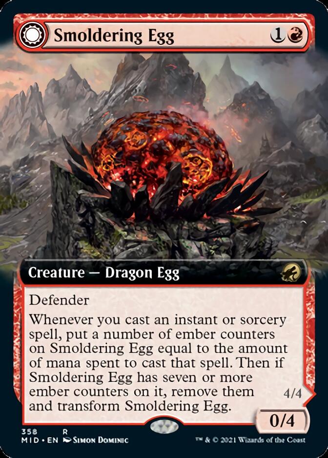 Smoldering Egg // Ashmouth Dragon (Extended Art) [Innistrad: Midnight Hunt] | Exor Games Dartmouth