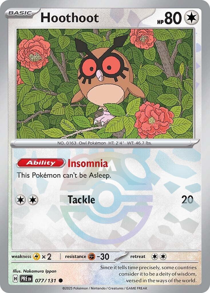 Hoothoot (077/131) (Master Ball Pattern) [Scarlet & Violet: Prismatic Evolutions] | Exor Games Dartmouth