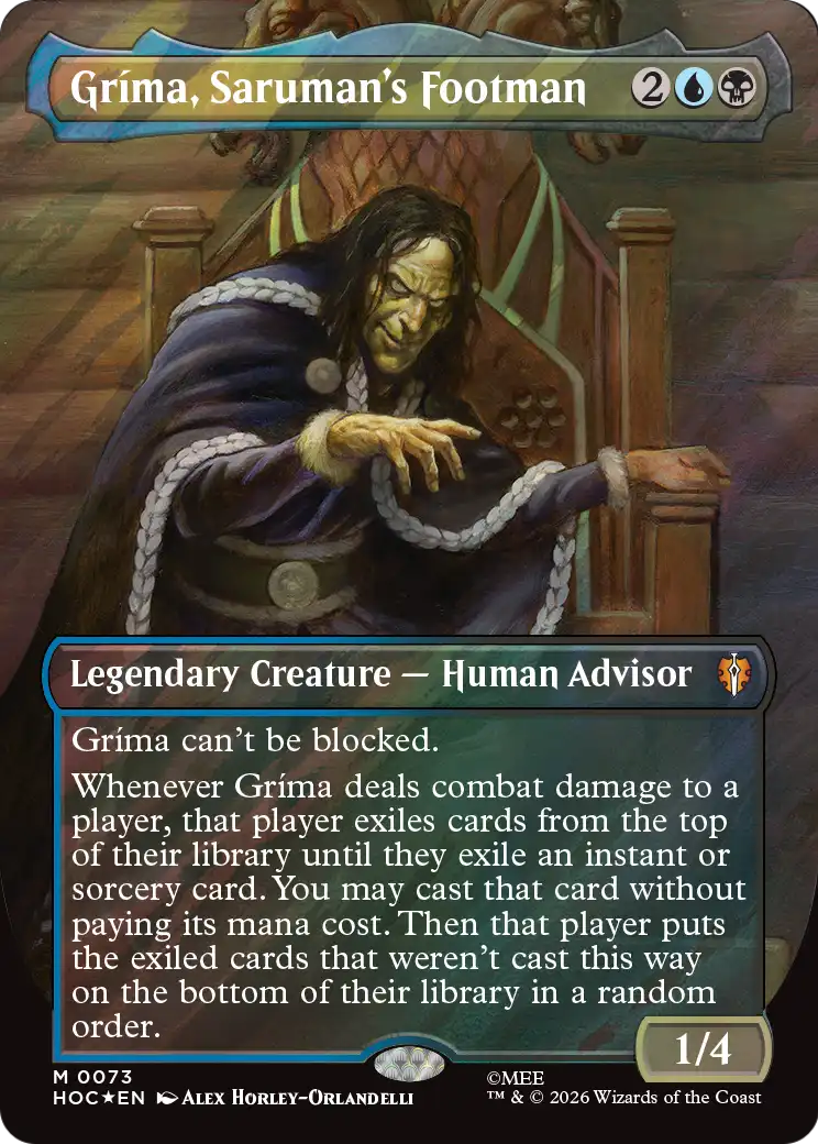 Grima, Saruman's Footman (Borderless) (Surge Foil) [The Hobbit: Eternal-Legal] | Exor Games Dartmouth
