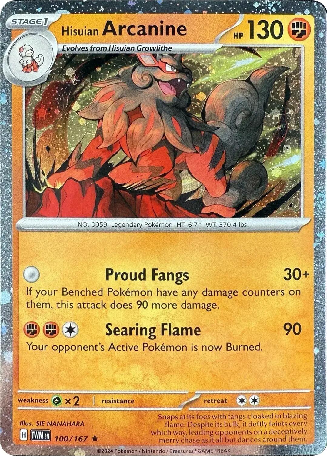 Hisuian Arcanine (100/167) (Cosmos Holo) [Scarlet & Violet: Twilight Masquerade] | Exor Games Dartmouth