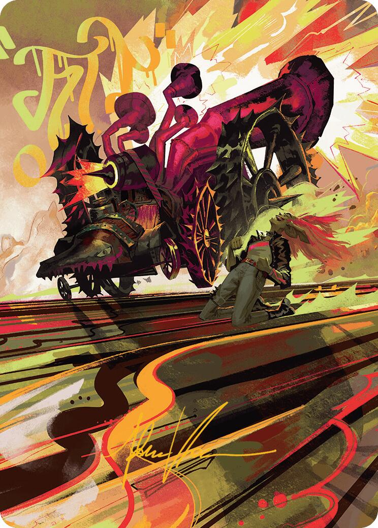 Rocketeer Boostbuggy Art Card (Gold-Stamped Signature) [Aetherdrift Art Series] | Exor Games Dartmouth