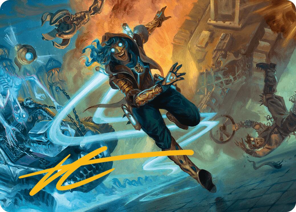 Sita Varma, Masked Racer Art Card (Gold-Stamped Signature) [Aetherdrift Art Series] | Exor Games Dartmouth