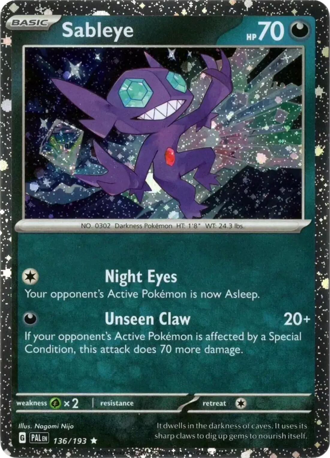 Sableye (136/193) (Cosmos Holo) [Scarlet & Violet: Paldea Evolved] | Exor Games Dartmouth