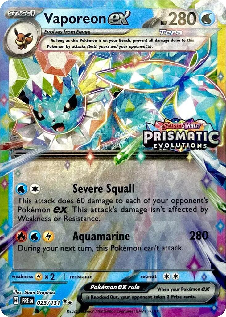 Vaporeon ex (023/131) (Prismatic Evolutions Stamp) [Scarlet & Violet: Prismatic Evolutions] | Exor Games Dartmouth