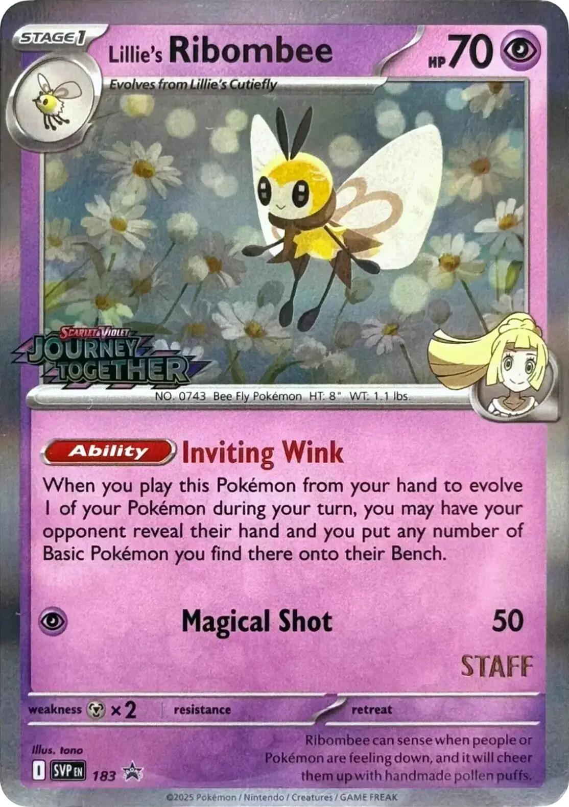 Lillie's Ribombee (183) (Prerelease Staff) [Scarlet & Violet: Black Star Promos] | Exor Games Dartmouth