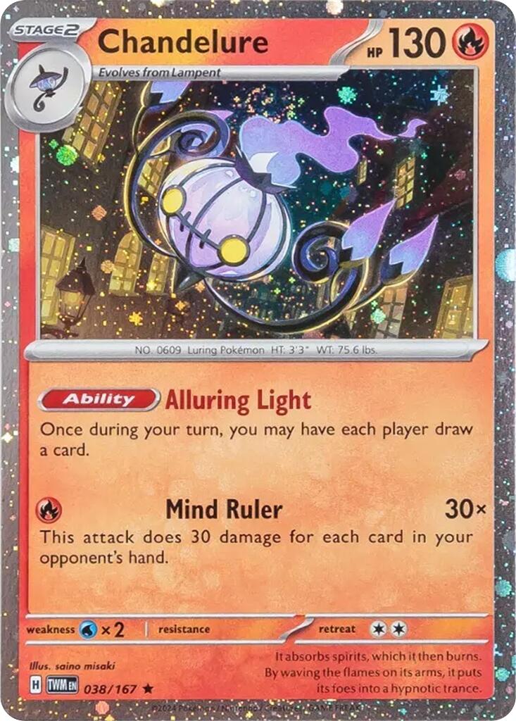 Chandelure (038/167) (Cosmos Holo) [Scarlet & Violet: Twilight Masquerade] | Exor Games Dartmouth