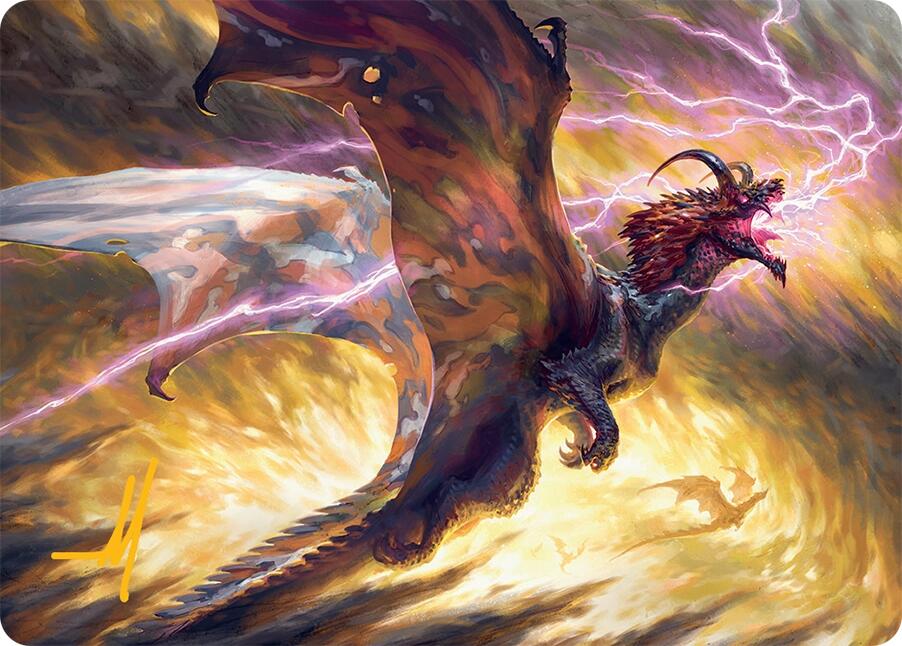 Stormscale Scion Art Card (17/54) (Gold-Stamped Signature) [Tarkir: Dragonstorm Art Series] | Exor Games Dartmouth