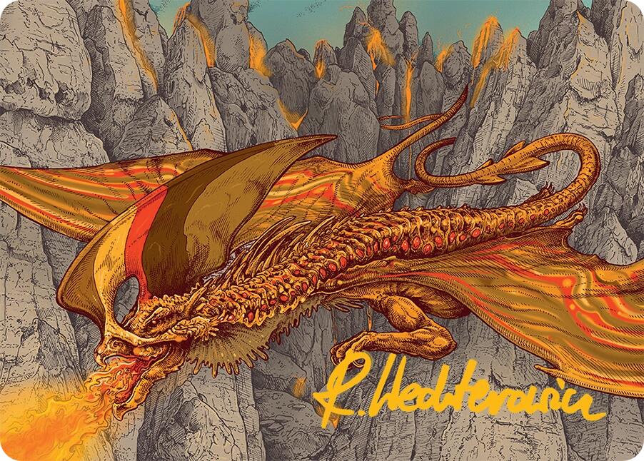 Magmatic Hellkite Art Card (34/54) (Gold-Stamped Signature) [Tarkir: Dragonstorm Art Series] | Exor Games Dartmouth