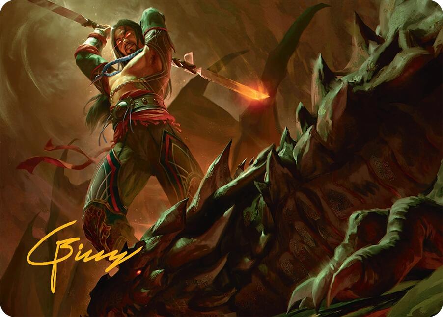 Sarkhan's Resolve Art Card (18/54) (Gold-Stamped Signature) [Tarkir: Dragonstorm Art Series] | Exor Games Dartmouth