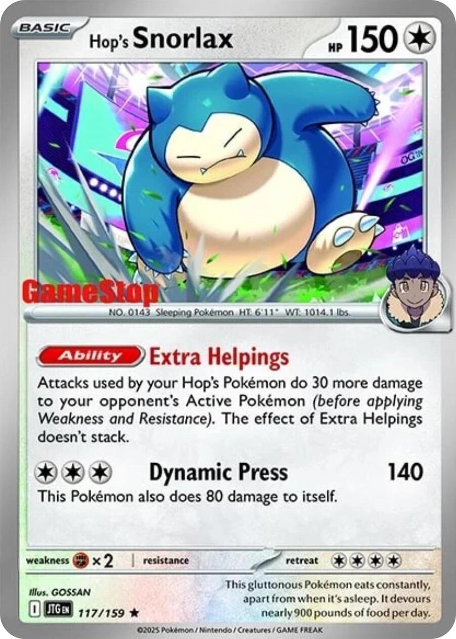 Hop's Snorlax (117/159) (GameStop) (Cosmos Holo) [Scarlet & Violet: Journey Together] | Exor Games Dartmouth