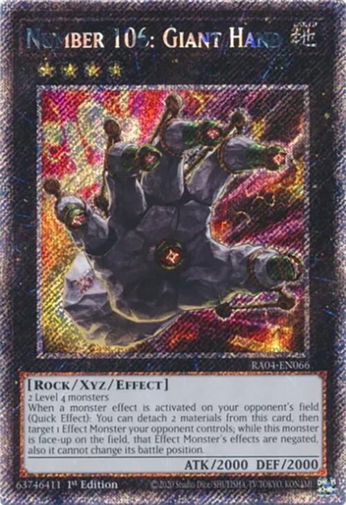 Number 106: Giant Hand [RA04-EN066] Platinum Secret Rare | Exor Games Dartmouth