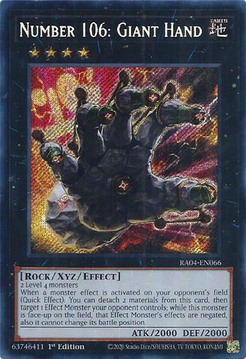 Number 106: Giant Hand [RA04-EN066] Secret Rare | Exor Games Dartmouth