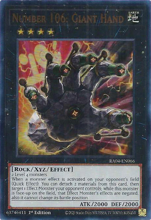Number 106: Giant Hand [RA04-EN066] Ultra Rare | Exor Games Dartmouth
