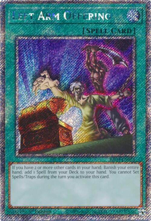 Left Arm Offering [RA04-EN086] Platinum Secret Rare | Exor Games Dartmouth