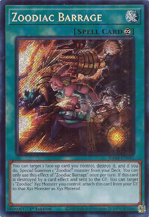 Zoodiac Barrage [RA04-EN091] Secret Rare | Exor Games Dartmouth