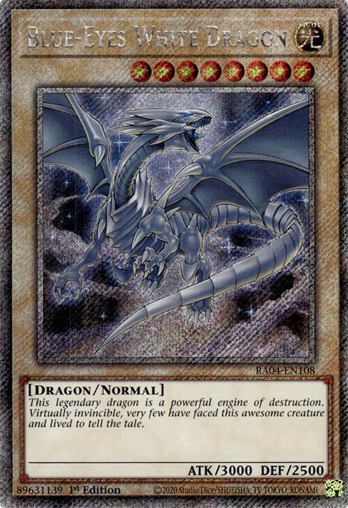Blue-Eyes White Dragon (8th Art) [RA04-EN108] Platinum Secret Rare | Exor Games Dartmouth