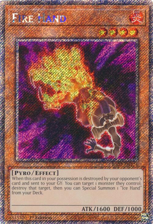 Fire Hand [RA04-EN224] Platinum Secret Rare | Exor Games Dartmouth