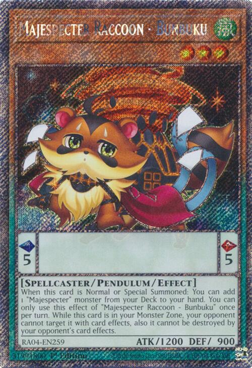 Majespecter Raccoon - Bunbuku [RA04-EN259] Platinum Secret Rare | Exor Games Dartmouth