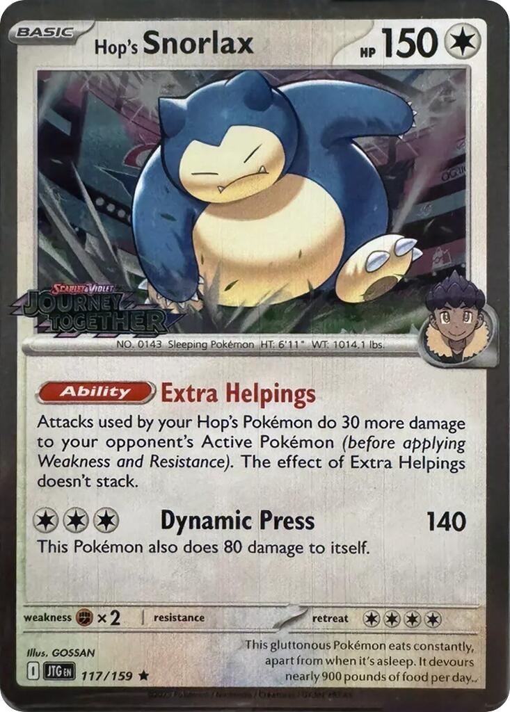 Hop's Snorlax (117/159) (Cosmos Holo) [Scarlet & Violet: Journey Together] | Exor Games Dartmouth