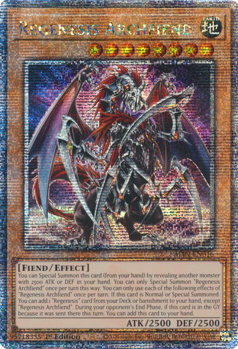 Regenesis Archfiend [ALIN-EN016] Quarter Century Secret Rare | Exor Games Dartmouth