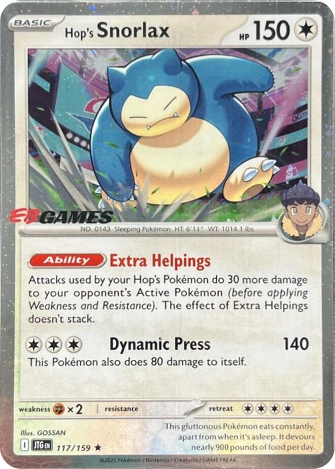 Hop's Snorlax (117/159) (EB Games) (Cosmos Holo) [Scarlet & Violet: Journey Together] | Exor Games Dartmouth