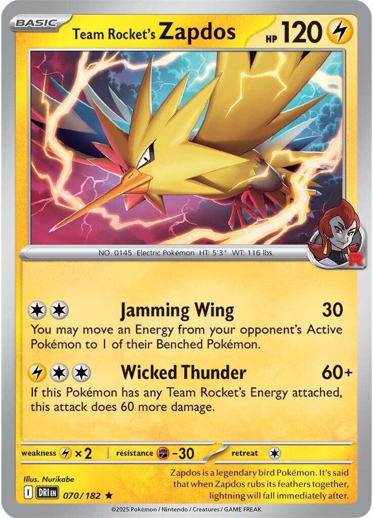 Team Rocket's Zapdos (070/182) [Scarlet & Violet: Destined Rivals] | Exor Games Dartmouth