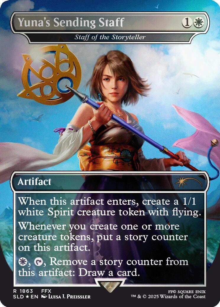 Yuna's Sending Staff - Staff of the Storyteller (Rainbow Foil) [Secret Lair Drop Series] | Exor Games Dartmouth