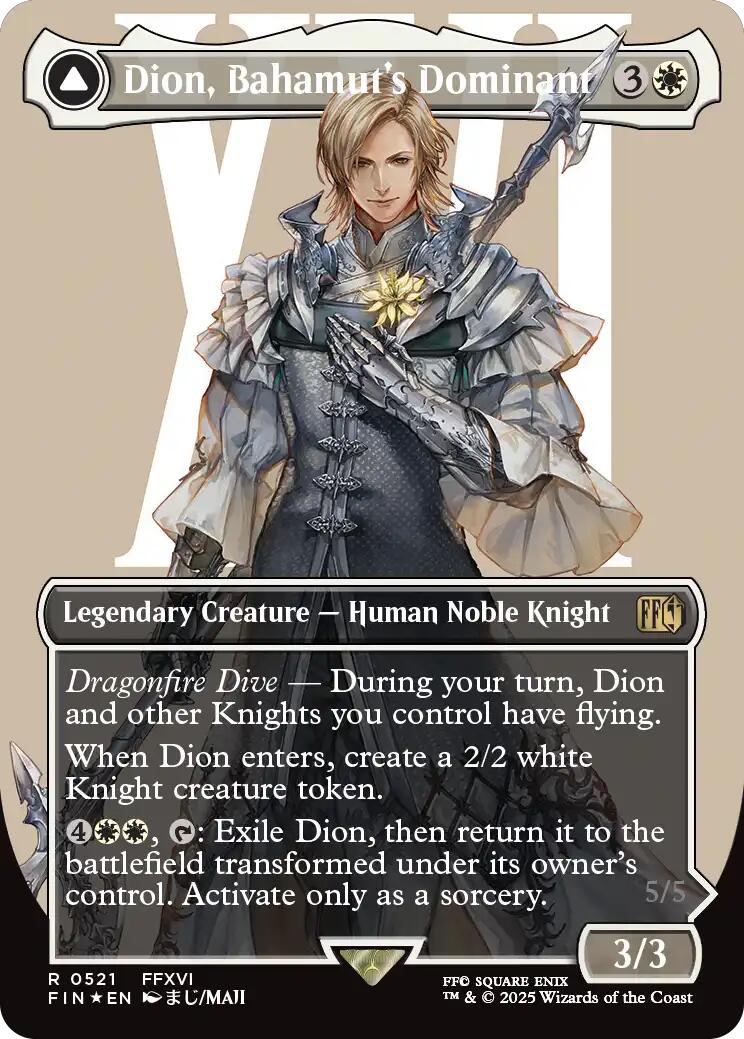 Dion, Bahamut's Dominant // Bahamut, Warden of Light (Borderless) (Surge Foil) [FINAL FANTASY] | Exor Games Dartmouth
