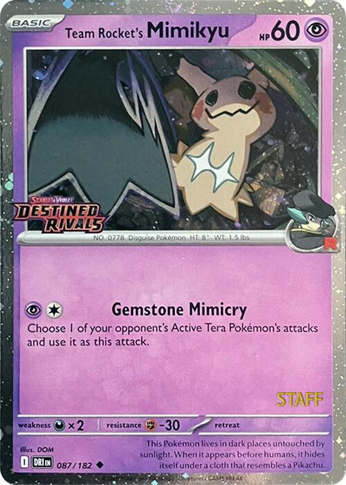 Team Rocket's Mimikyu (087/182) (Prerelease Staff) [Scarlet & Violet: Destined Rivals] | Exor Games Dartmouth