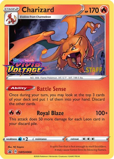 Charizard (SWSH066) (Staff Prerelease Promo) [Sword & Shield: Black Star Promos] | Exor Games Dartmouth