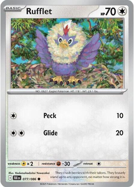 Rufflet (077/086) (Reverse Holo) [Scarlet & Violet: Black Bolt] | Exor Games Dartmouth