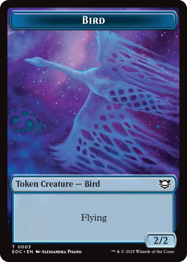 Bird // Golem (0012) Double-Sided Token [Edge of Eternities Commander Tokens] | Exor Games Dartmouth