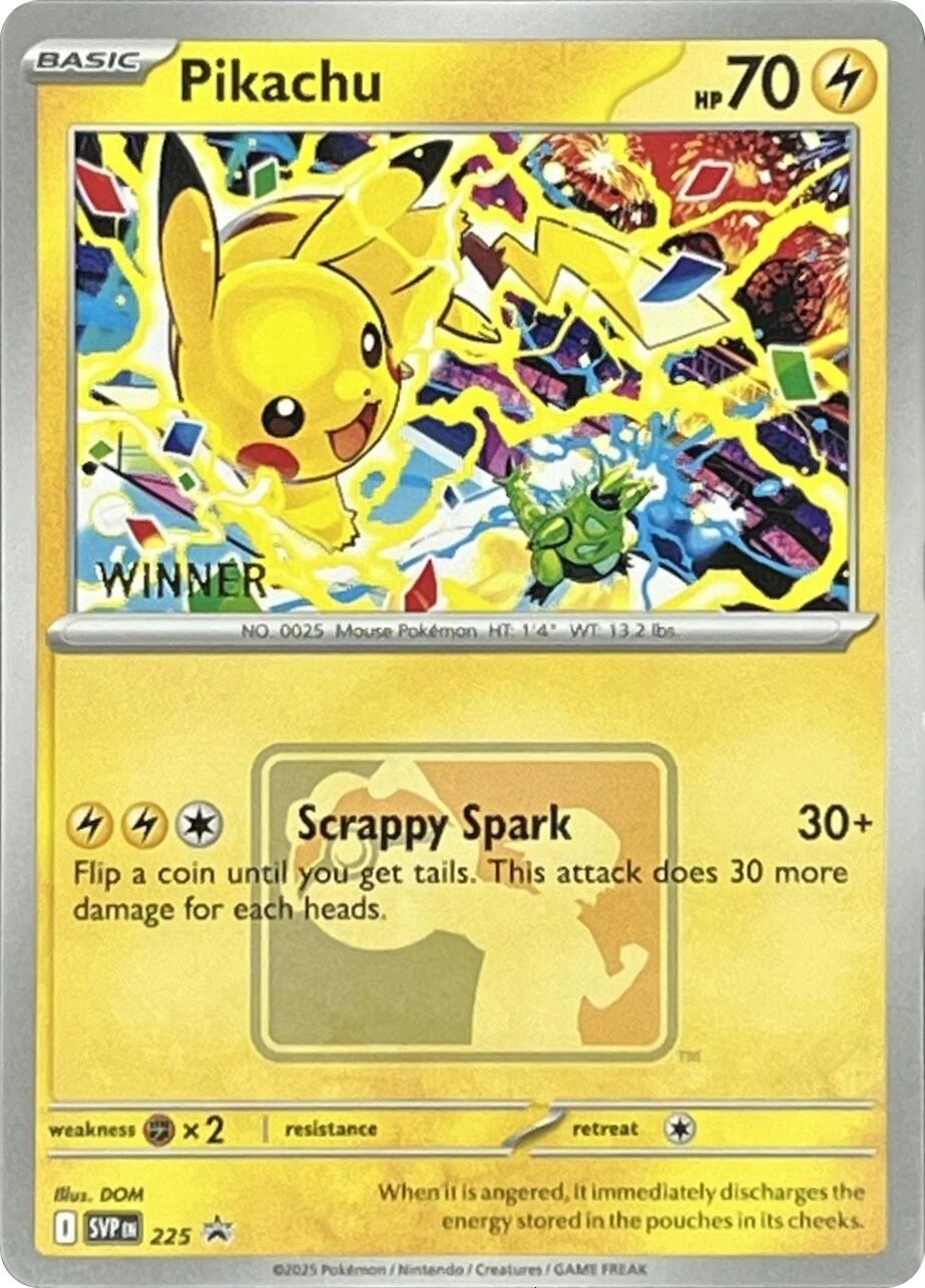 Pikachu (225) (World Championship 2025) [Winner] [Scarlet & Violet: Black Star Promos] | Exor Games Dartmouth
