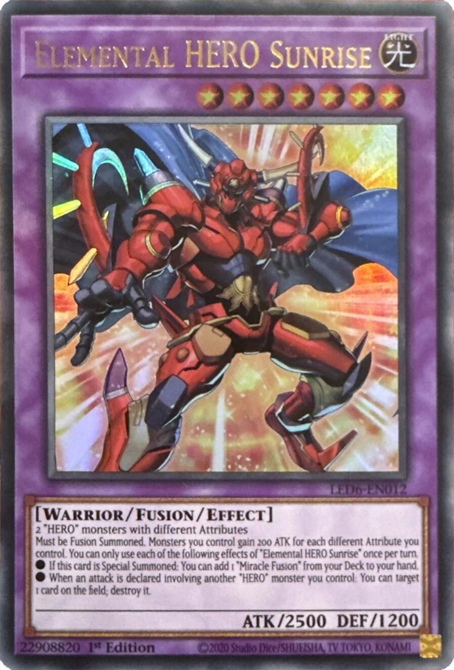 Elemental HERO Sunrise (2020 Date Reprint) [LED6-EN012] Ultra Rare | Exor Games Dartmouth
