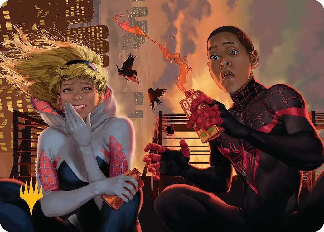 Heroes' Hangout Art Card (Gold-Stamped Planeswalker Symbol) [Marvel's Spider-Man Art Series] | Exor Games Dartmouth
