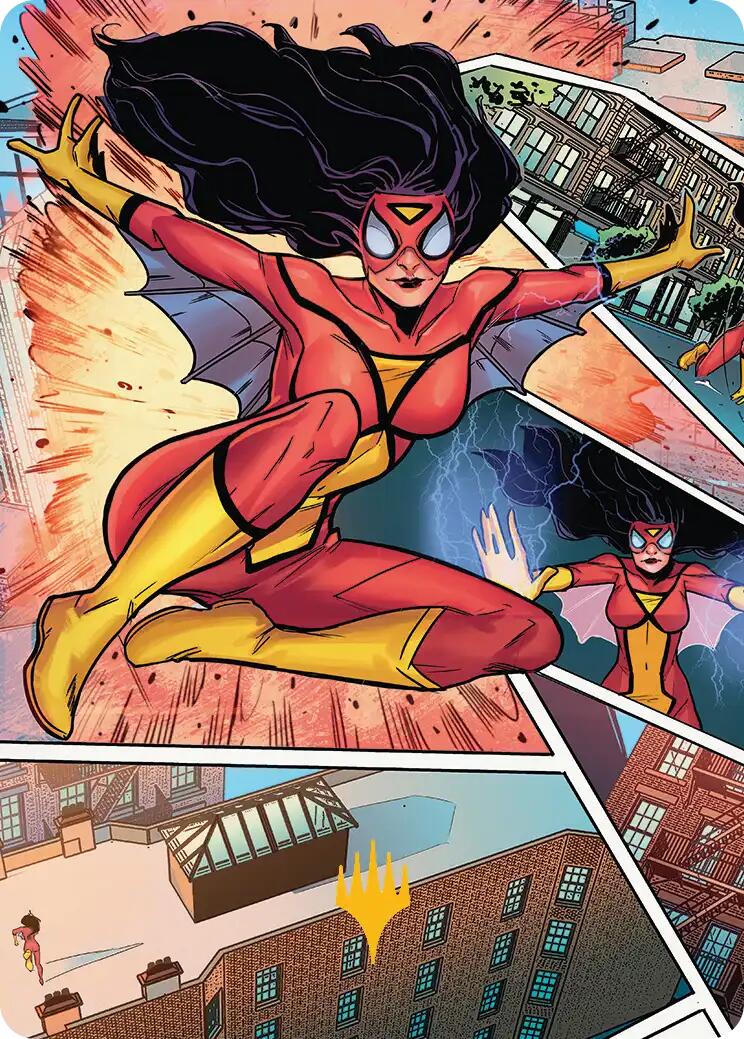 Spider-Woman, Stunning Savior Art Card (Gold-Stamped Planeswalker Symbol) [Marvel's Spider-Man Art Series] | Exor Games Dartmouth