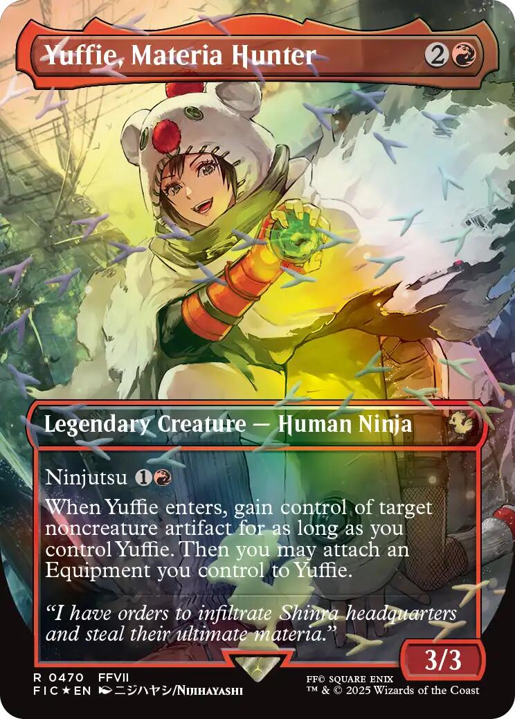 Yuffie, Materia Hunter (Borderless) (Chocobo Track Foil) [FINAL FANTASY Commander] | Exor Games Dartmouth