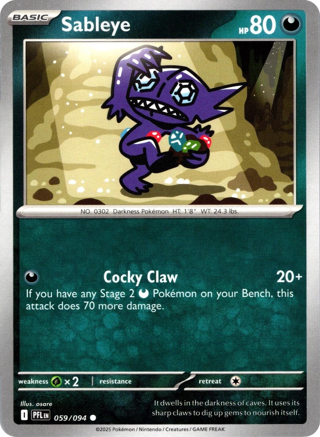 Sableye (059/094) (Reverse Holo) [Mega Evolution: Phantasmal Flames] | Exor Games Dartmouth