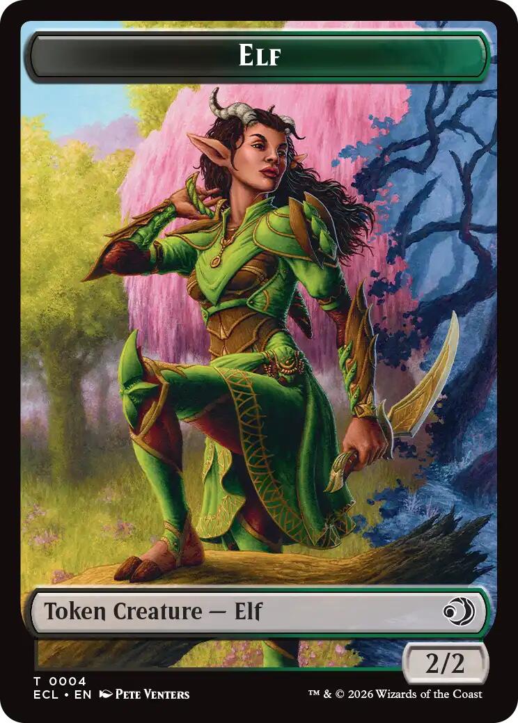 Elf // Treasure Double-Sided Token [Lorwyn Eclipsed Tokens] | Exor Games Dartmouth